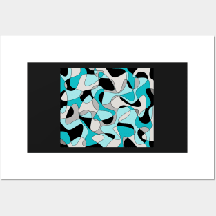 Abstract pattern - blue, gray and black. Posters and Art